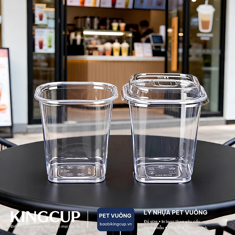 Ly Nhựa PET Vuông Trong Suốt (360ml | 500ml | 700ml)
