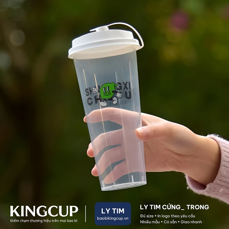 Ly Tim Cứng Trong In Logo Theo Yêu Cầu